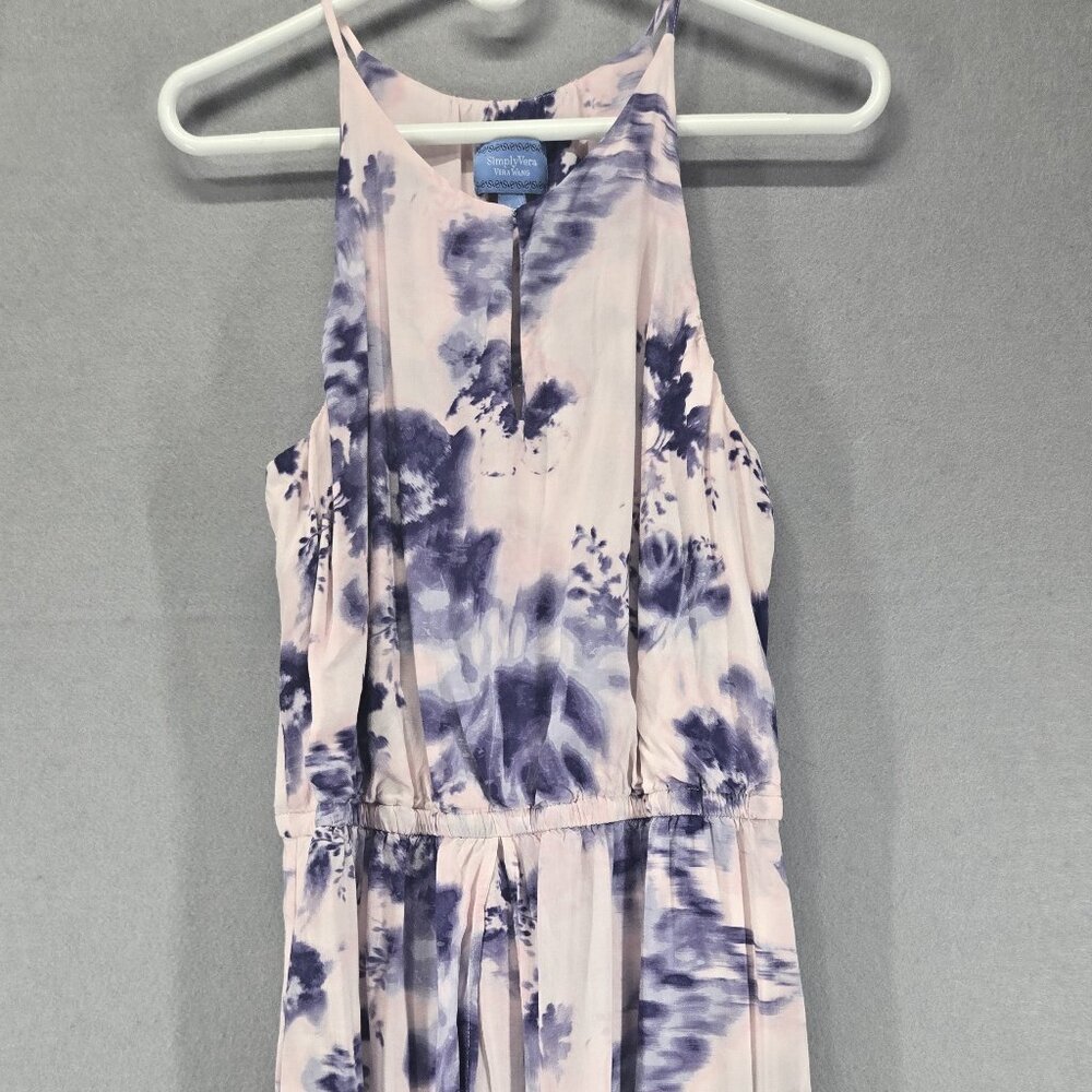 Simply Vera Vera Wang Sundress, Large, Pink/Purple Floral, Peep Hole, Rayon